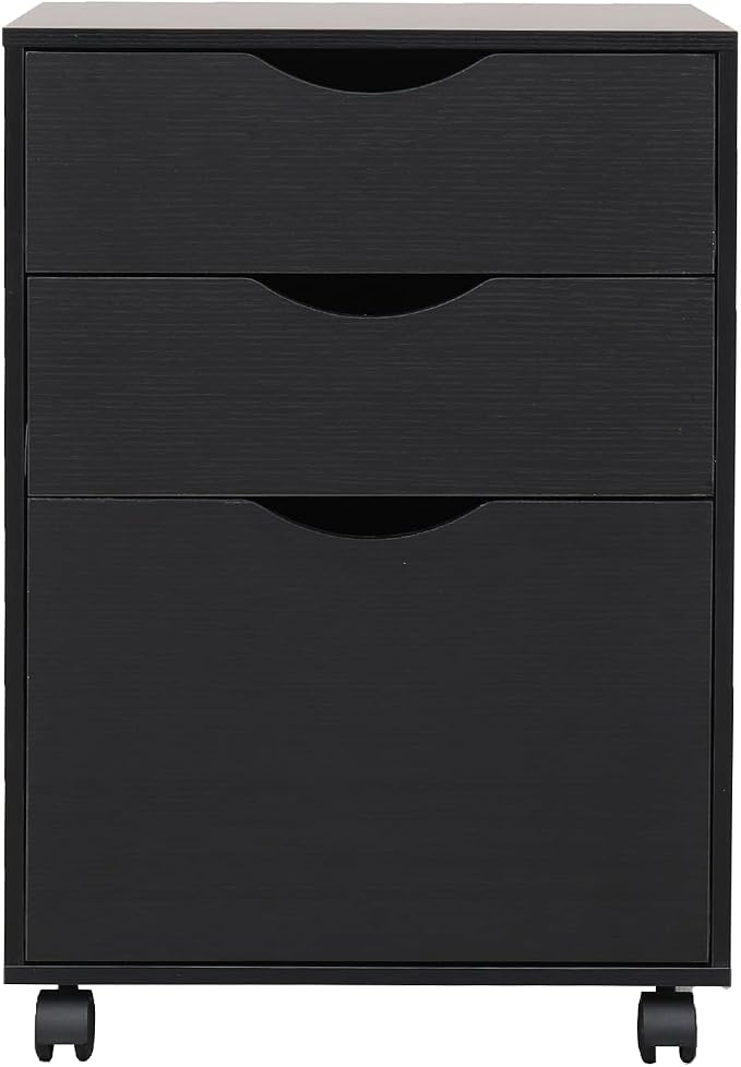 QDSSDECO 3 Drawer Mobile File Cabinet, Rolling Vertical Filing Cabinet fits A4 by QDSSDECO