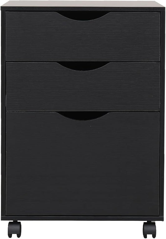 QDSSDECO 3 Drawer Mobile File Cabinet, Rolling Vertical Filing Cabinet fits A4 by QDSSDECO