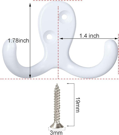 IBosins 8 Pack Heavy Duty Double Prong Coat Hooks Wall Mounted - Image 2