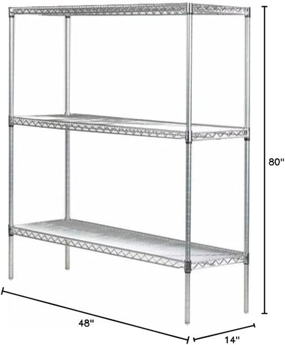 Omega 14" Deep x 48" Wide x 80" High 3 Tier Chrome Starter Shelving Unit - Image 2