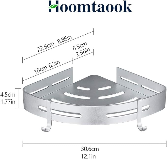 Hoomtaook Corner Caddy Bathroom Shower Shelf Wall Mounted No Drilling 2 Tier - Image 6