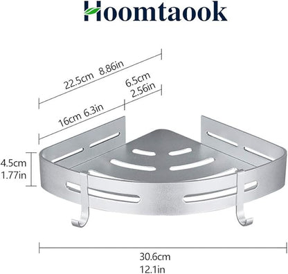 Hoomtaook Corner Caddy Bathroom Shower Shelf Wall Mounted No Drilling 2 Tier - Image 6