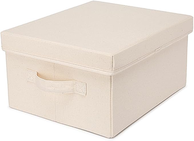 Foldable Storage Bins with Lids Cotton Canvas Rectangular Storage Box Ideal - Image 9