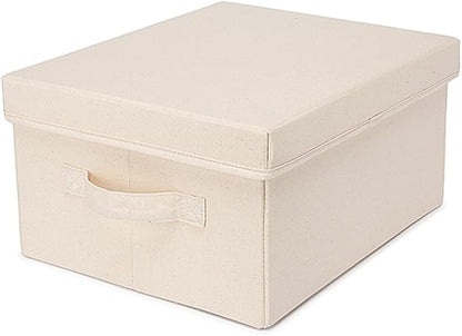 Foldable Storage Bins with Lids Cotton Canvas Rectangular Storage Box Ideal - Image 9