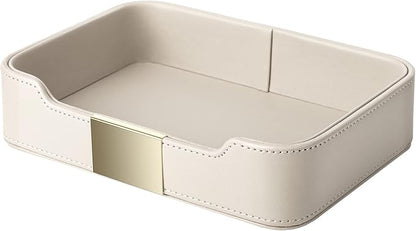 SANZIE Luxury Leather Tray Desktop Storage Catchall Organizer Decorative Tray by SANZIE
