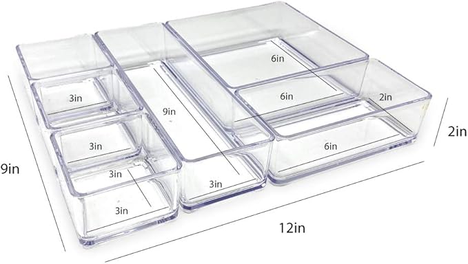 Isaac Jacobs 6-Tray Clear Acrylic Organizer Set, Stackable Storage Solution - Image 5