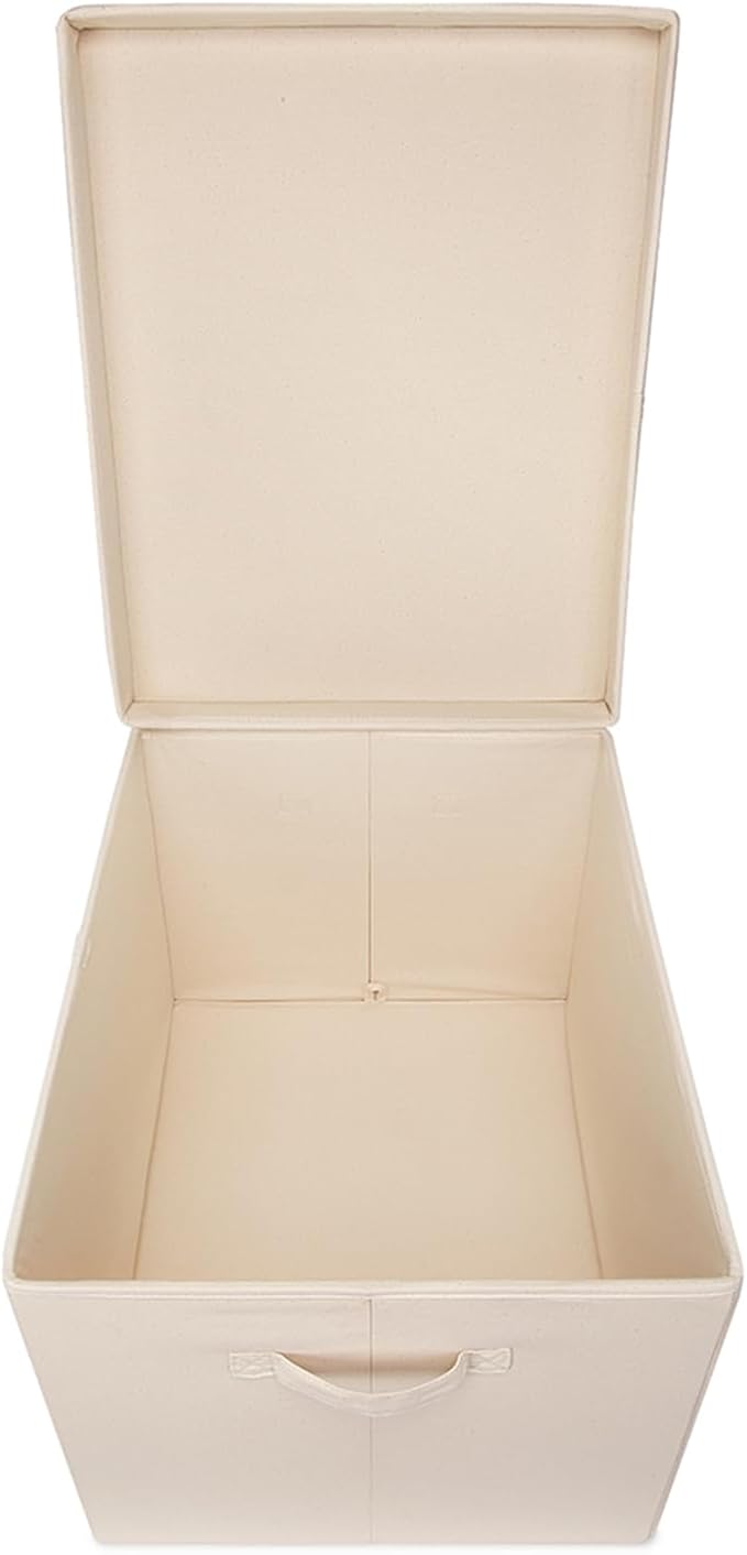 Foldable Storage Bins with Lids Cotton Canvas Rectangular Storage Box Ideal - Image 7