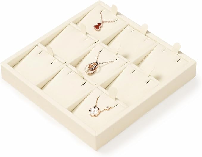 Oirlv Microfiber 9 Slots Jewelry Pendant Display Tray Jewelry Necklace - Image 6
