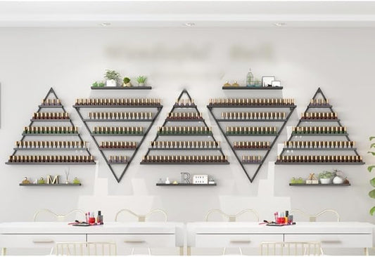 Elegant Wall Mounted Nail Polish Storage Rack Set of 10 Triangular Cosmetic by Unknown
