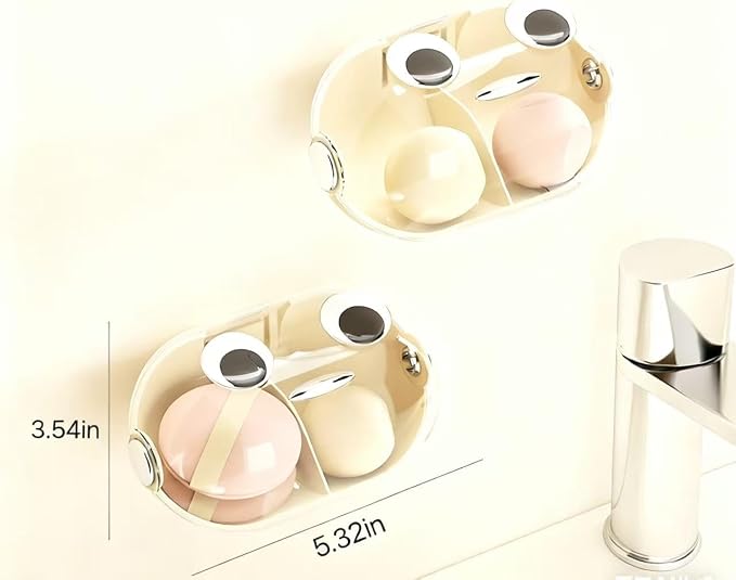 Makeup Sponge Storage Case Wall-Mounted No-Drill Makeup Sponge Holder 2-Tier - Image 2