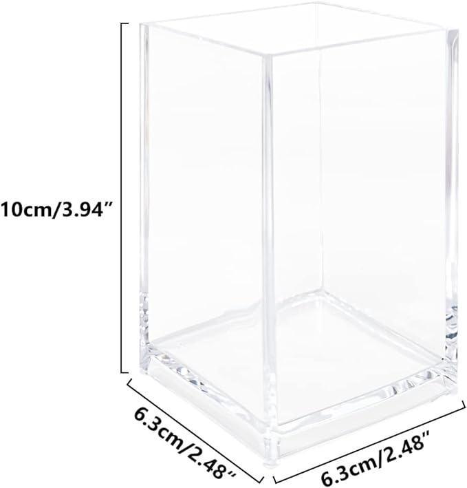 3 Pack Clear Acrylic Cosmetic Pencil Pen Holder Cup, Desk Acrylic Brushes - Image 2