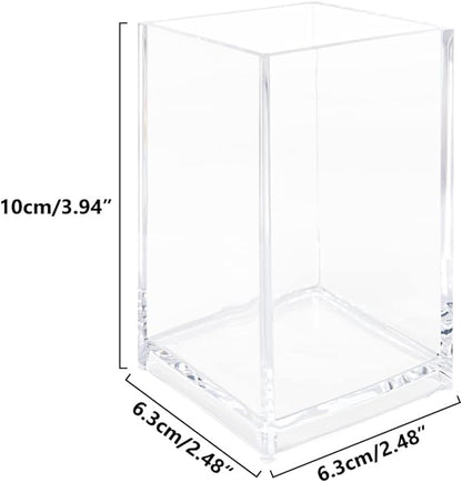3 Pack Clear Acrylic Cosmetic Pencil Pen Holder Cup, Desk Acrylic Brushes - Image 2