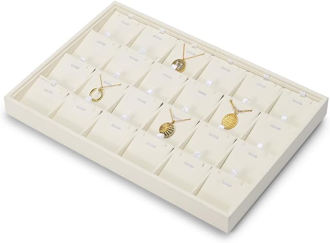 Beige Jewelry Necklace Display Tray 24 Grids Pendant Earrings Necklace - Image 5