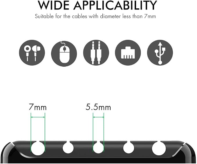 AHASTYLE Cable Organizer Holder 5 Slots Desktop Cord Wire Clips Keeper - Image 2