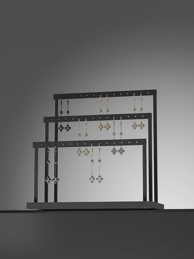 3-Tier Earring Organizer Holder Stand, Metal Jewelry Stand - Image 3