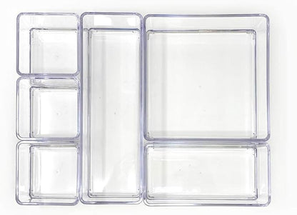 Isaac Jacobs 6-Tray Clear Acrylic Organizer Set, Stackable Storage Solution - Image 2