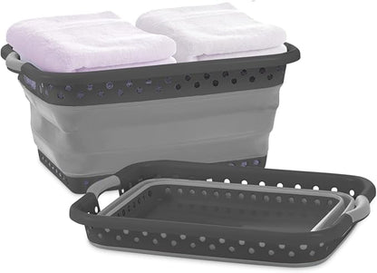 Pop & Load Collapse & Store 1 Large 25" Slim Collapsible Plastic Laundry Basket by Pop+%26+Load+Collapse+%26+Store