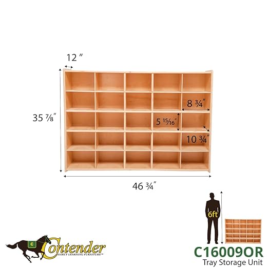 Contender 25 Block Storage Cabinet and Orange Bins, Wooden Toy Organizer - Image 3