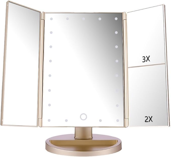 deweisn Floor Mount Tri-Fold Lighted Vanity Mirror by deweisn