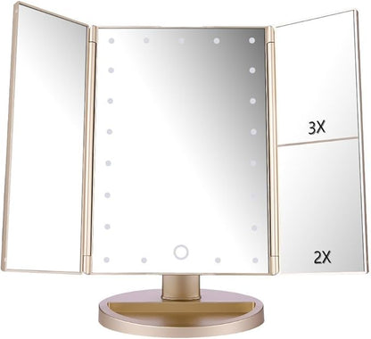 deweisn Floor Mount Tri-Fold Lighted Vanity Mirror by deweisn