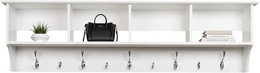 Prepac 60" Contemporary Wall Mounted Coat Rack, Coat Hooks Wall Mount by PREPACRTASTORAGEFURNITURE