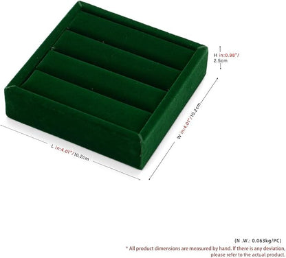 Green Velvet 3-Slots Jewelry Ring Display Tray Showcase Small Jewelry Display - Image 4