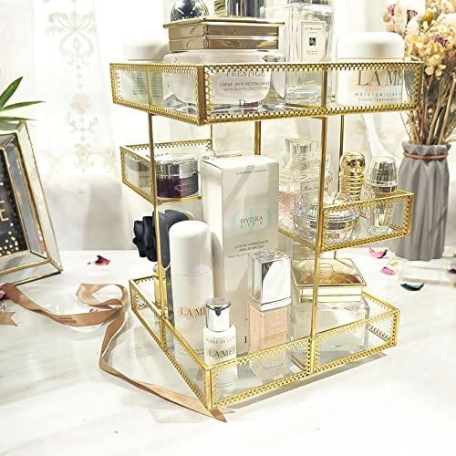 4-Tier Golden 360 Degree Rotation Cosmetic Organizer -Premium Spinning Perfume - Image 6