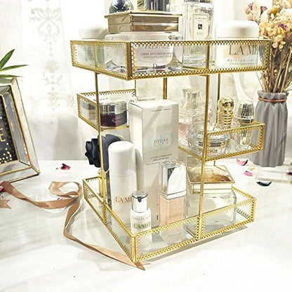 4-Tier Golden 360 Degree Rotation Cosmetic Organizer -Premium Spinning Perfume - Image 6