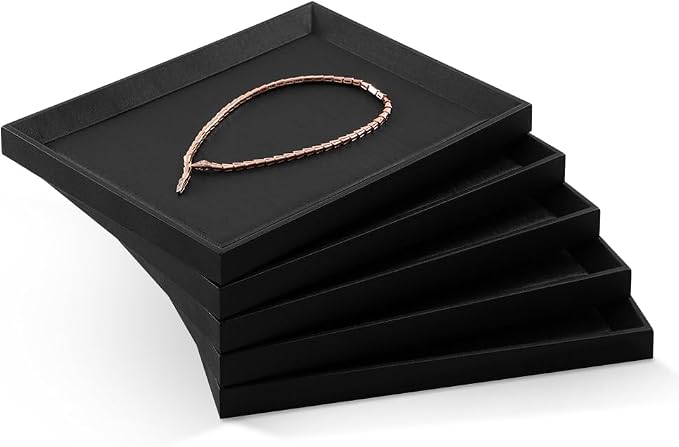 Stackable Jewelry Trays, Leather Tray, Premium Black Jewelry Flat Trays - Image 5
