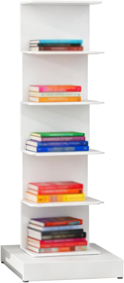 Invisible Vertical Spine Bookshelf Tower, Tall Narrow Metal Bookshelf by Unknown