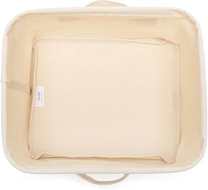 Foldable Storage Bins with Lids Cotton Canvas Rectangular Storage Box Ideal - Image 8