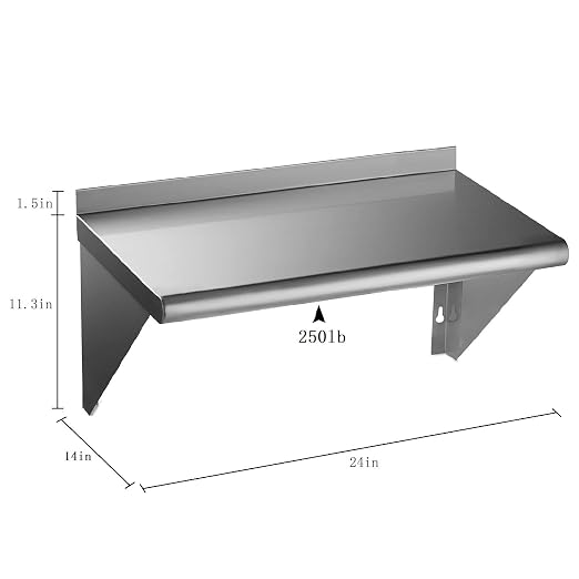 ROCKPOINT Stainless Steel Shelf 14 x 24 Inches 250lb, NSF Metal Commercial - Image 3