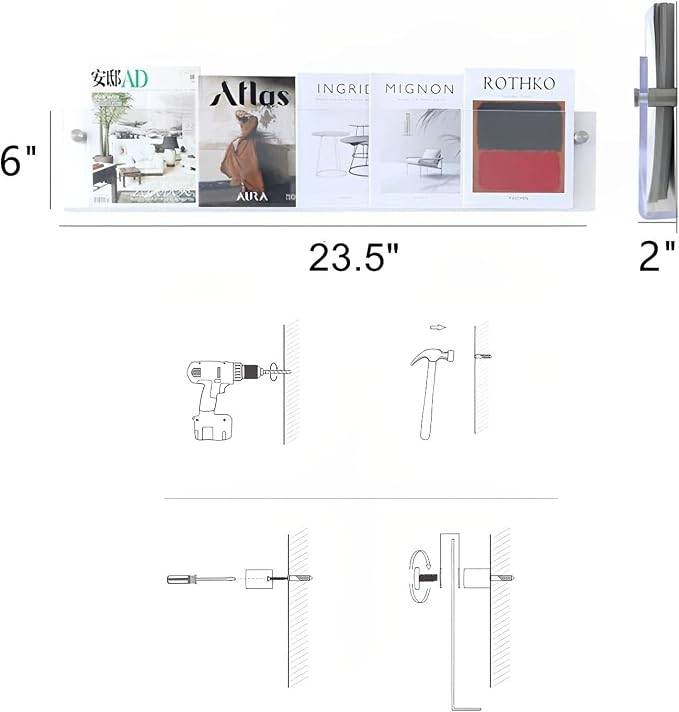 2-Pack Acrylic Magazine Holder Vinyl Records Holder, Display Floating - Image 5