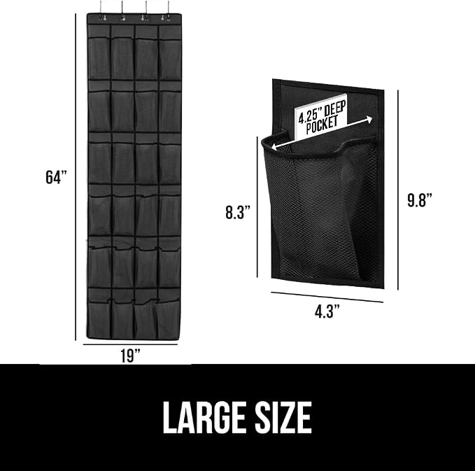 GORILLA GRIP Over the Door Shoe Organizer, 2 Pack, 24 Breathable Mesh Pockets - Image 6