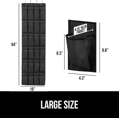 GORILLA GRIP Over the Door Shoe Organizer, 24 Large Breathable Mesh Pockets - Image 6