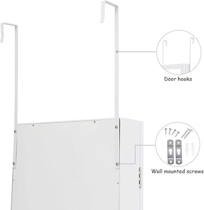 Giantex Wall Door Mounted Mirrored Jewelry Cabinet Jewelry Armoire Storage - Image 4
