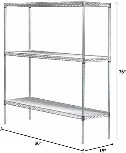 Omega 18" Deep x 60" Wide x 36" High 3 Tier Chrome Starter Shelving Unit - Image 2
