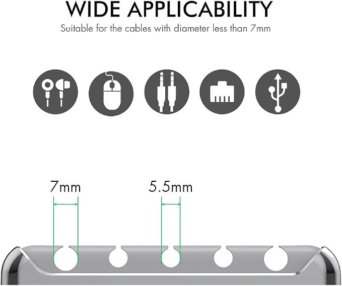 AHASTYLE Cable Organizer Holder 5 Slots Desktop Cord Wire Clips Keeper - Image 2