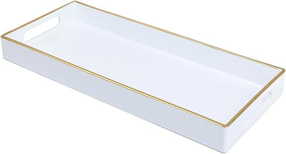 White Bathroom Vanity Tray for Countertop, Small Plastic Toilet Tank Versatile by Leemxiiny