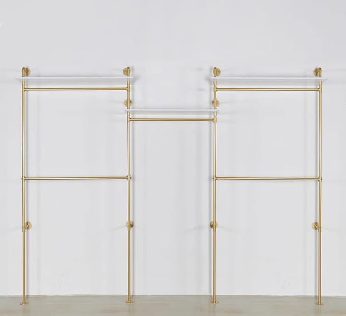Industrial Pipe Clothing Rack Wall Mounted 5 Hanging Rods Garment Bar - Image 2