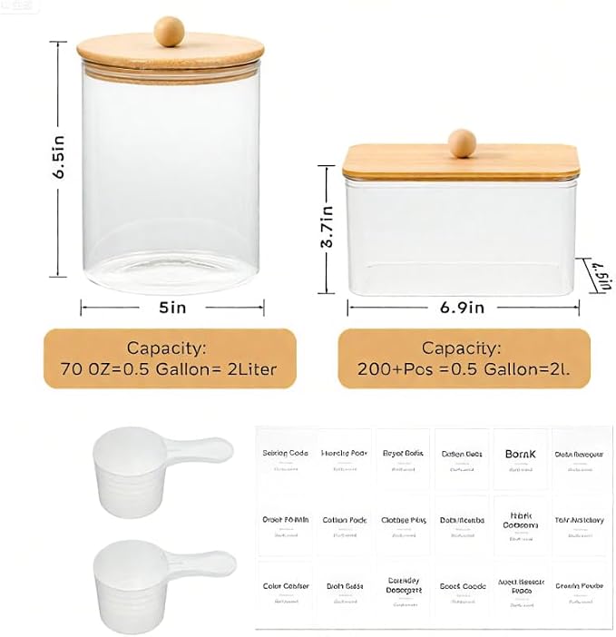 Glass Laundry Pods Container & Acrylic Dryer Sheet Holder - Image 3
