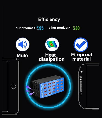 100W 20-Port Multi-Device USB Charging Station - Image 5