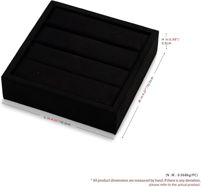 Black Velvet 3-Slots Jewelry Ring Display Tray Showcase Small Jewelry Display - Image 4