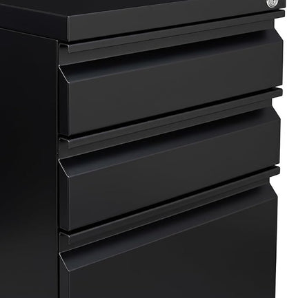 Black Metal 3-Drawer Mobile File Cabinet - Image 6