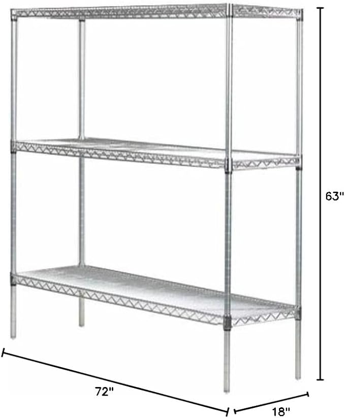 Omega 18" Deep x 72" Wide x 63" High 3 Tier Chrome Starter Shelving Unit - Image 2