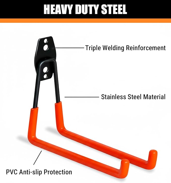 WMK 7.3'' Garage Hooks Heavy Duty Wall Hook, 4 Pack Garage Storage Hook - Image 5