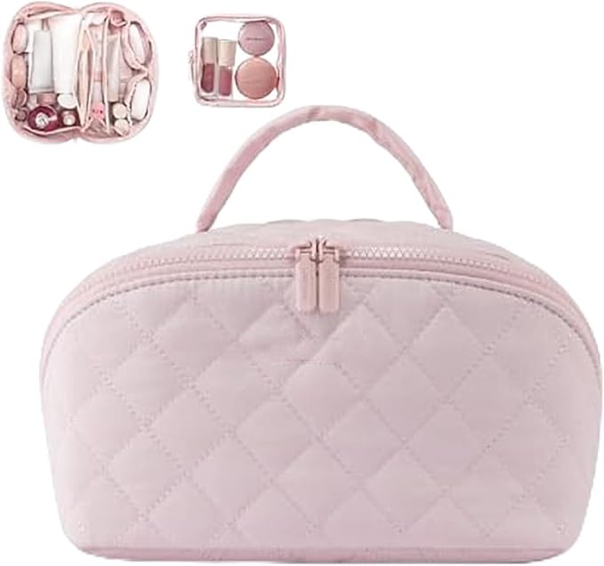 2026 New Travel Makeup Bag, Festivalment Wide Open Lay-Flat Water-Resistant by Unknown