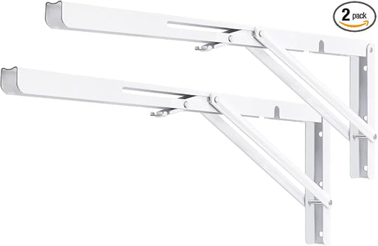 YUMORE White Folding Shelf Brackets, 20 Inch Heavy Duty L Bracket, DIY by YUMORE