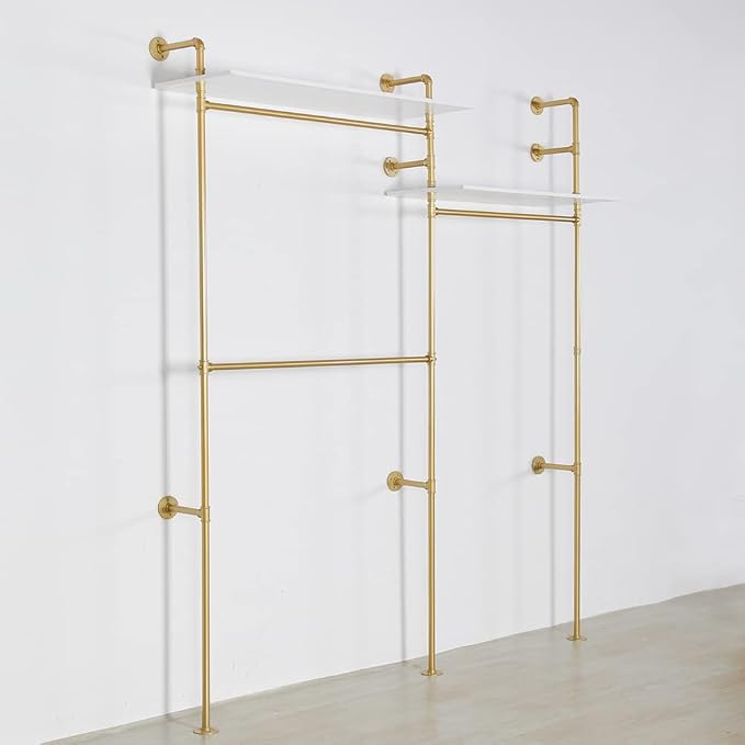 Industrial Pipe Clothing Rack Wall Mounted, Heavy Duty Hanging Clothes Rack - Image 8