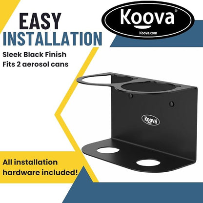 Koova 2 Aerosol Spray Can Holder | Easy Install Wall Mount | Heavy-Duty Powder - Image 4